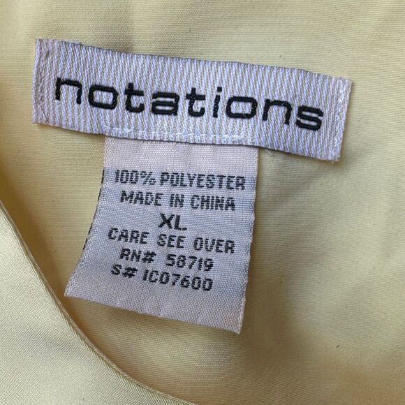 Vintage 1980s Embroidered Bib Collar Cutout Blouse - Pastel Yellow - XL 2X - Picture 3 of 7